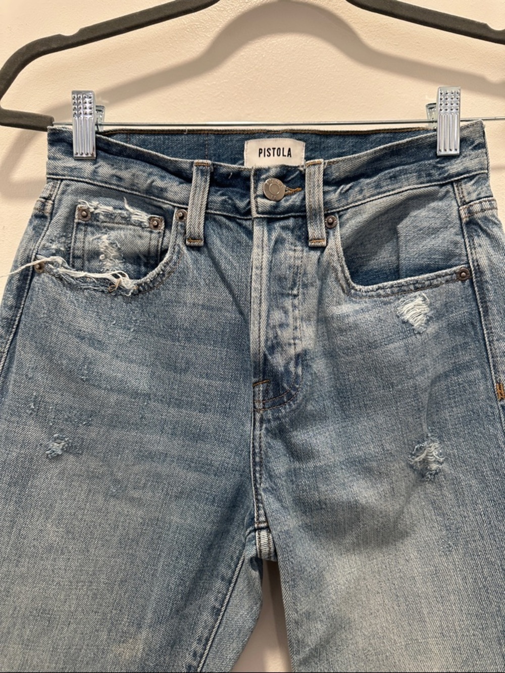 Pistola Charlie Straight Jean With Raw Hem Size 24 - Picture 3 of 6